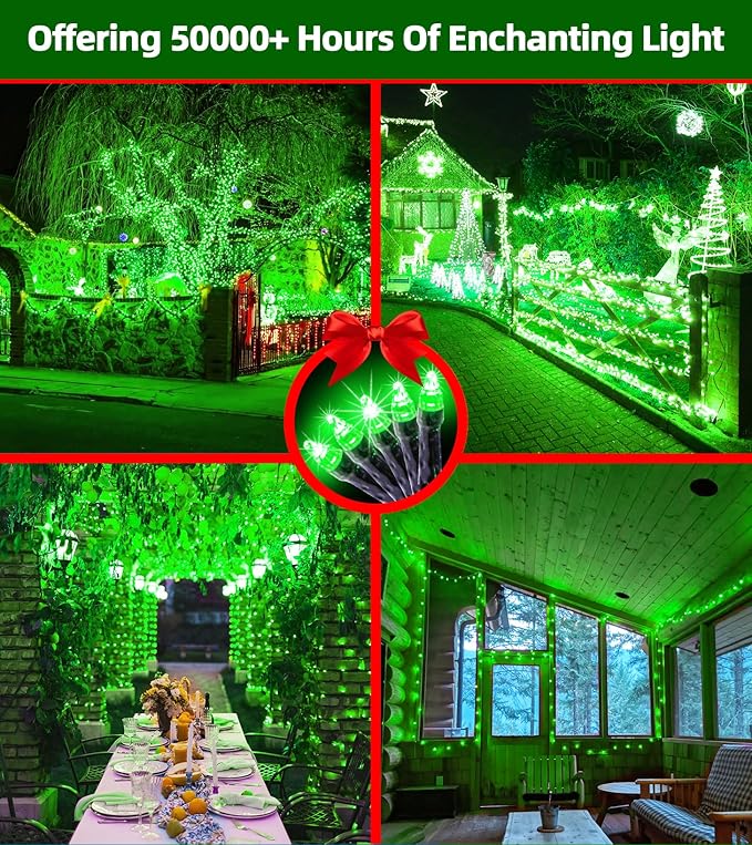 750 LED Outdoor Christmas Lights Decorations, 246ft Green Wire LED Christmas String Lights with Timer Memory, Twinkle Lighs for Indoor Outdoor Xmas Party Christmas Tree Wedding Garden Patio Green