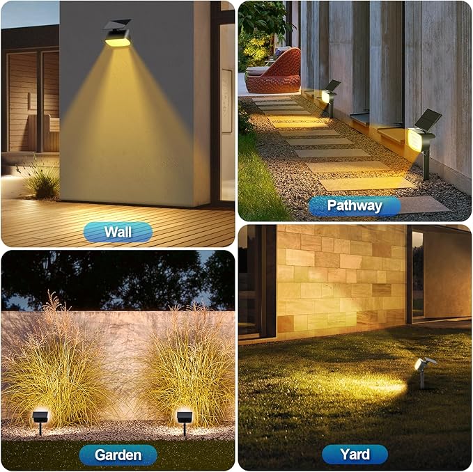 108 LED Solar Spot Lights Outdoor, Solar Lights Outdoor IP65 Waterproof, 3 Modes Solar Landscape Spotlights, Large Solar Panel Solar Powered Lights for Garden Yard Pathway(Warm White/6 Pack)