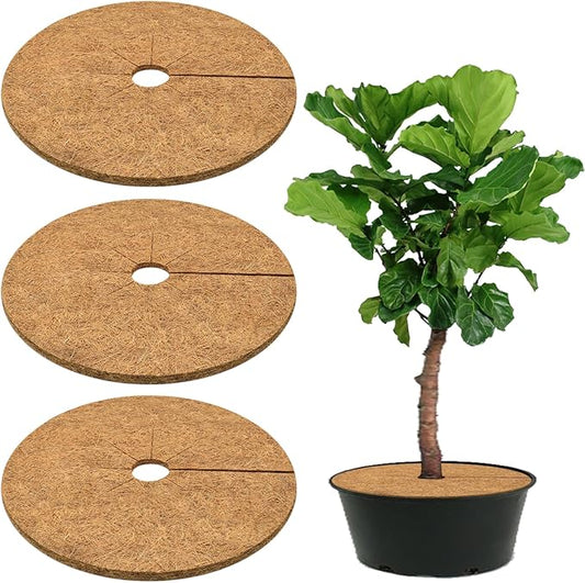 ZeeDix 3 Pack 30 Inch Coconut Fiber Tree Mulch Ring, 100% Natural Coco Coir Tree Ring Mulch Mat, Coconut Coir Discs Plant Cover Tree Protectors Mats Mulch Rings for Landscaping Trees Outdoor Plants