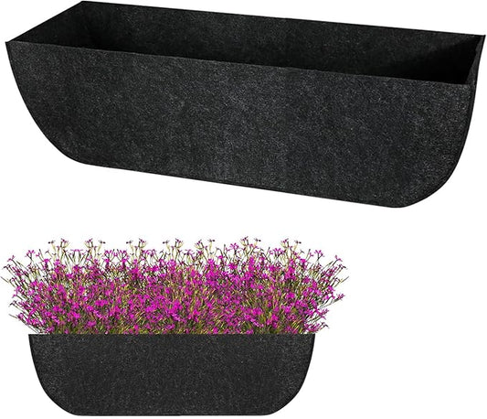 1-Pack 36in Planter Liners - Breathable Felt Hanging Basket and Window Box Liners - Prevent Root Suffocation and Bird Damage - Black