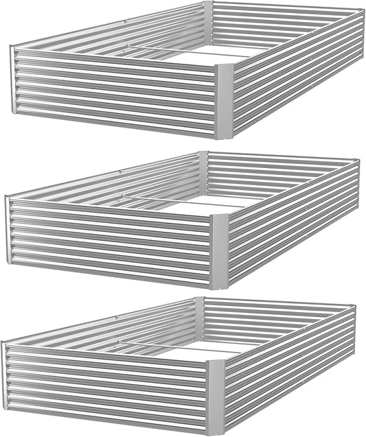 3 Pack 6x3FT Galvanized Raised Garden Bed Outdoor,Metal Garden Bed for Vegetables,Steel Raised Beds for Gardening,Above Ground Garden Box for Flower
