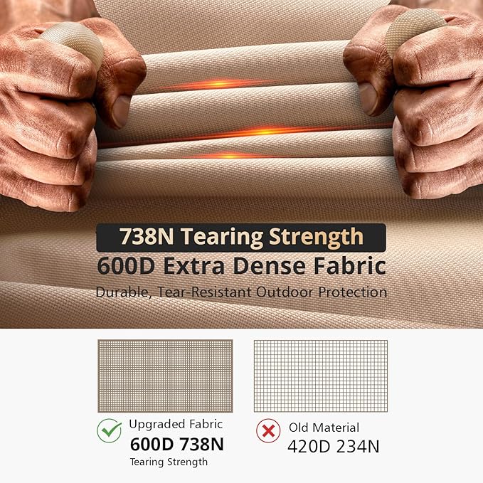 QH.HOME Winter Patio Heater Covers, [2025 Upgraded Tear-Resistant Fabric] Waterproof with Robust Zipper ,Height fit 87"-92",Dustproof/Wind/Sunlight/Snow-Resistant, Camel