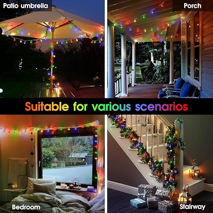 Coloured Globe String Lights Battery Operated,1 Pack 26.2FT 60 LED 16 Colour Changing Water Proof Crystal Ball Outdoor String Lights with Remote Control for Home, Patio,Party,Garden ,Christmas,Easter