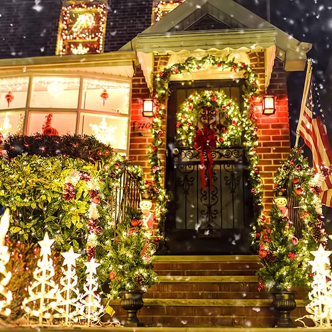 2 Pack 200 LED Solar Christmas Lights - 75.5 Ft Warm White Outdoor String Lights, 8 Modes for Outside Christmas Tree, Garden, Patio, Tree, Valentines