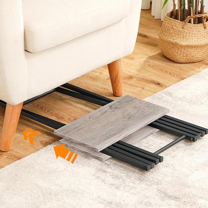 HOOBRO Folding TV Tray Table, Wooden TV Tray, Portable Sofa Side Snack Table, Industrial Desk for Small Spaces, Space-Saving, Easy to Install and Fold, Greige and Black BG27BZ01