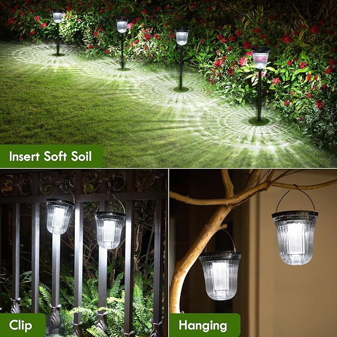 Solar Pathway Lights Outdoor, 4 Pack Solar Lights Outdoor Waterproof, 200 Lumens Super Bright Solar Garden Lights,Up to 14 Hrs Auto On/Off Outside Lights for Yard Lawn Walkway Driveway Path