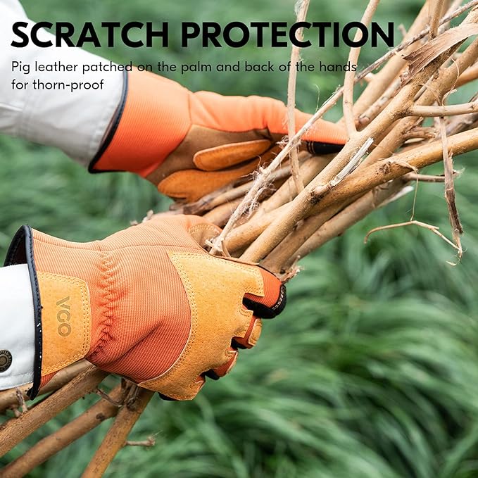 Vgo... 1-Pair Gardening Gloves Men, Safety Work Gloves, Puncture-proof, Thornproof, Touchscreen (SL7475)