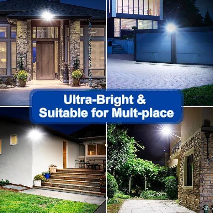 Solar Lights Outdoor,IP66 Waterproof Solar Street Lights with Motion Sensor & Remote,6500K Dusk to Dawn Street Lamps for Parking Lot/Yard/Garden(2 Pack)