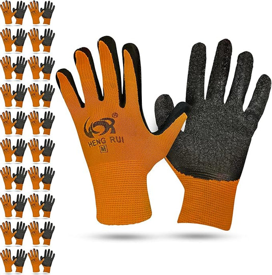 10 OR 20 Pairs Work Gloves–Heavy Duty Rubber Coated Safety Work Gloves–Multipurpose Gloves