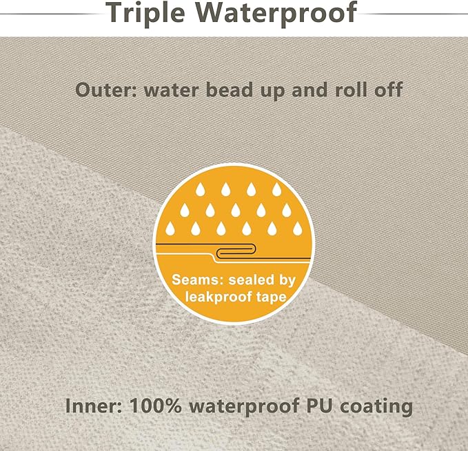 Favoyard Patio Chair Cushions 22 x 22 x 3 Inch Waterproof Outdoor Seat Cushions for Patio Furniture 3-Year Color Fastness Garden Sofa Couch Chair Pads with Handle & Adjustable Straps Set of 2, Beige