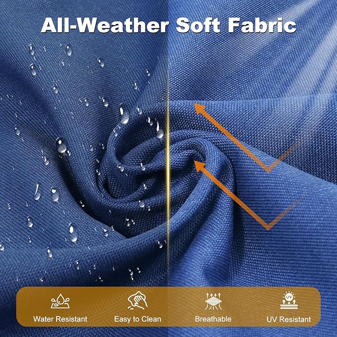 Outdoor Swivel Rocker Chairs - Patio Rocking Chairs Set of 2, Wicker Patio Set with 5" Thick Cushion, Rattan Patio Swivel Rocking Chairs for Porch, Deck, Backyard Blue/Gray