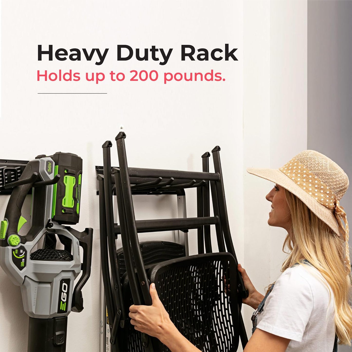 Garage Tool Organizer Wall Mount - 32 inches - Sturdy Storage Rack with Adjustable Hooks, Anti-Rust - Easy Installation, 200lbs Capacity - Garden Tool Organizer (02 Racks & 04 Hooks)
