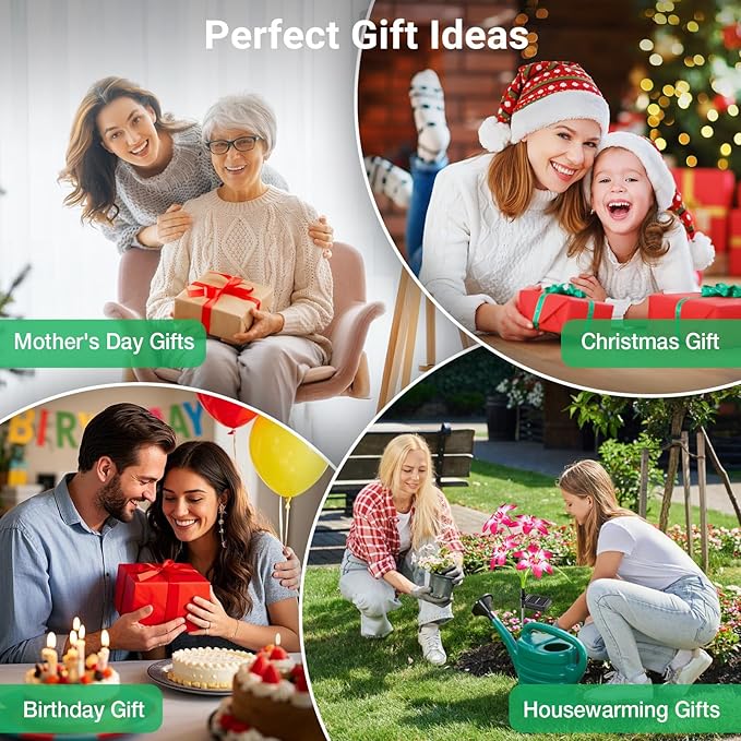 Solar Garden Lights Outdoor, 4 Pack Blooming Lily Solar Flowers Outdoor Waterproof, 7 Color Changing Bigger Flower Lights for Yard Patio Decor, Gift for Mom