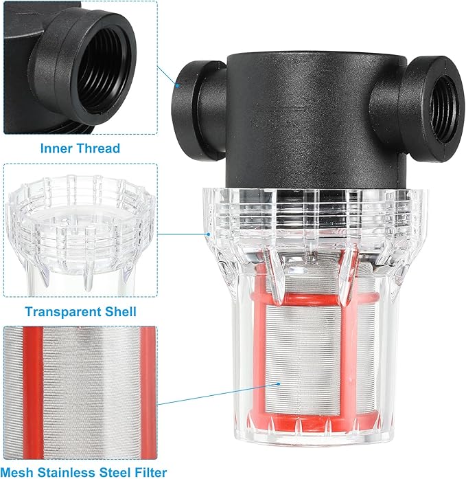 PATIKIL 1/2 Inch Water Pump Strainer Filter, Pipe Water Pump Strainer with 200 Mesh Stainless Steel Filter Screen for Irrigation Garden