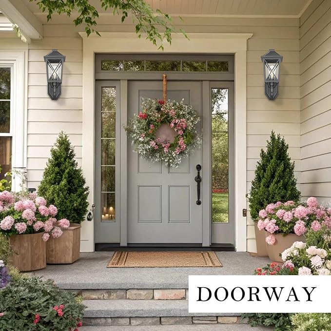 Darkaway Outdoor Wall Light Fixture,2pcs Outside Porch Lights Wall Mounted Seeded Glass Exterior Waterproof Lantern Modern E26 Socket Wall Sconce Lighting for Front Door Yard Patio