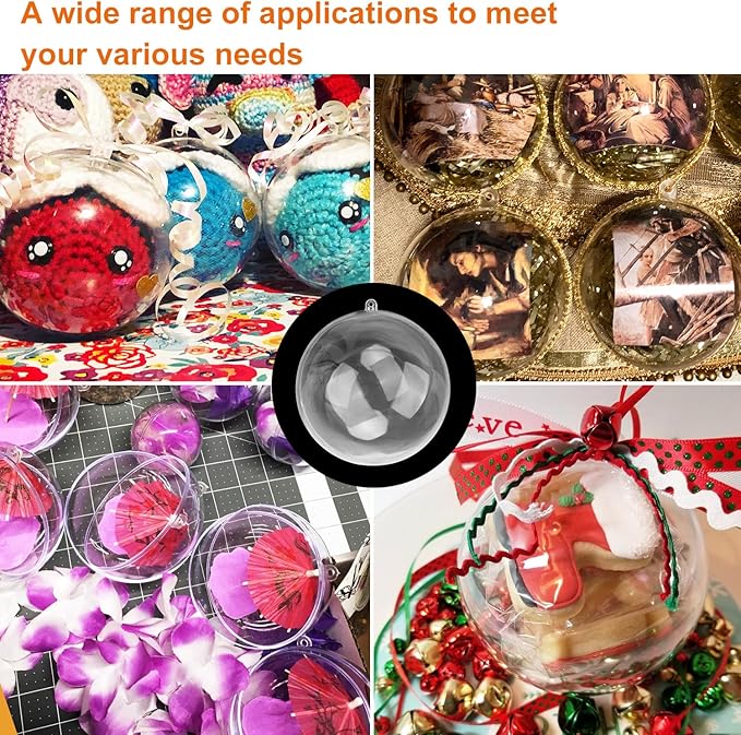 20 Pcs 5.5 Inch Clear Acrylic Fillable Balls, Christmas DIY Fillable Ornaments Balls, Acrylic Ornaments Ball for Christmas, Holidays, Weddings, Parties, and Home Decor