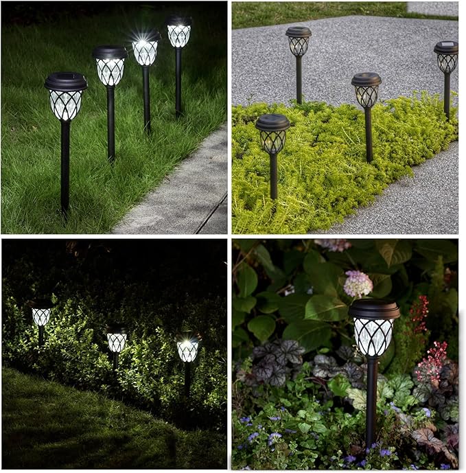 10 Pack Solar Lights Outdoor Garden Pathway Solar Powered Yard Lights for Walkway Sidewalk Driveway.