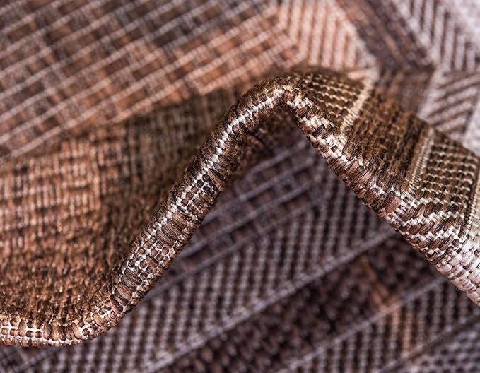 Unique Loom Outdoor Border Collection Area Rug - Soft Border (5' 3" x 8' Rectangle, Brown/ Ivory)