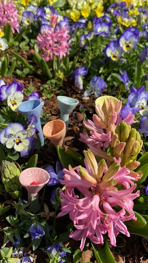 5 Pack, Bee Watering Station, 100% Handmade Porcelain, Bee and Butterfly Feeder for Garden, Outdoor Feeders for Thirsty Pollinators, Plastic Free, Bee Attracting Glaze (5, Sweetheart Pink)