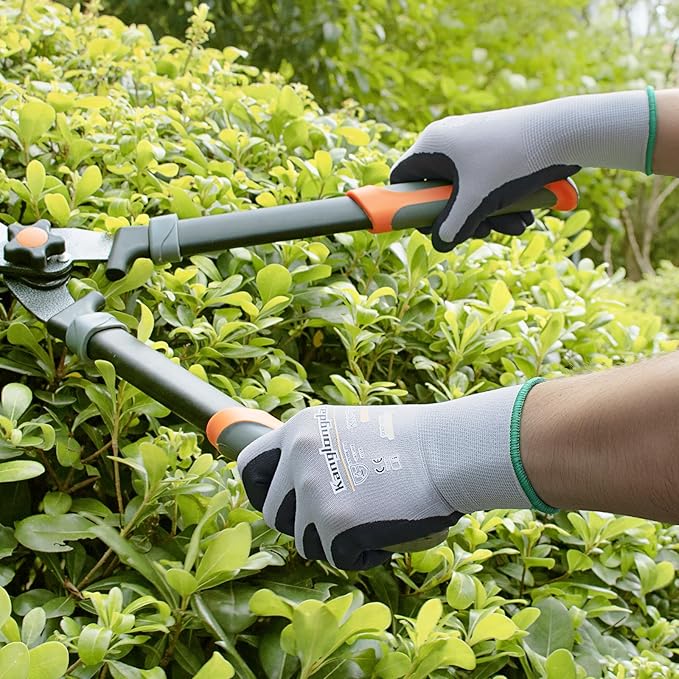 3-Paris Large Work Gloves for Men and Women, Nitrile Coated Safety Protective Gloves with Grip, Ideal for Gardening, Warehouse, Mechanic, Light Duty Construction Work