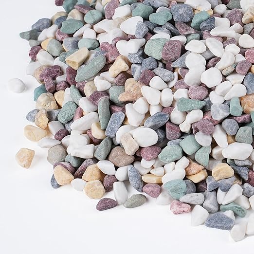 10 lbs Pea Gravel for Plants, Aquarium, Fish Tank, 3/8 inch Decorative Pebbles for Indoor Plants, Succulent, Bamboo, Vase, Drainage Rocks for Potted Plants, Top Dressing, Mixed Color