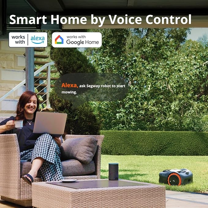 Segway Navimow i110N Robot Lawn Mower Perimeter Wire Free 1/4 Acre RTK+Vision Robotic Lawnmower, AI-Assisted Mapping, Virtual Boundary, APP Control, 58dB(A) Quiet, Multi-Zone Management