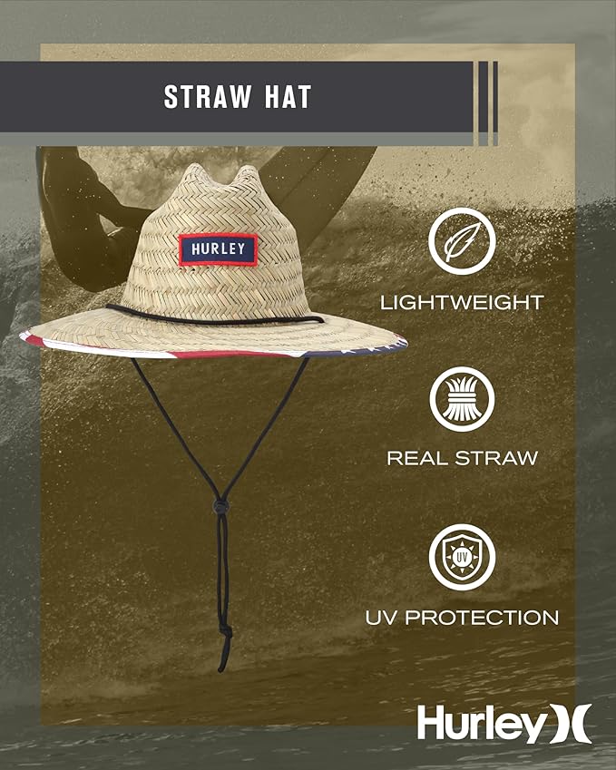 Hurley Men's Straw Hat - Bayside Lifeguard Straw Sun Hat