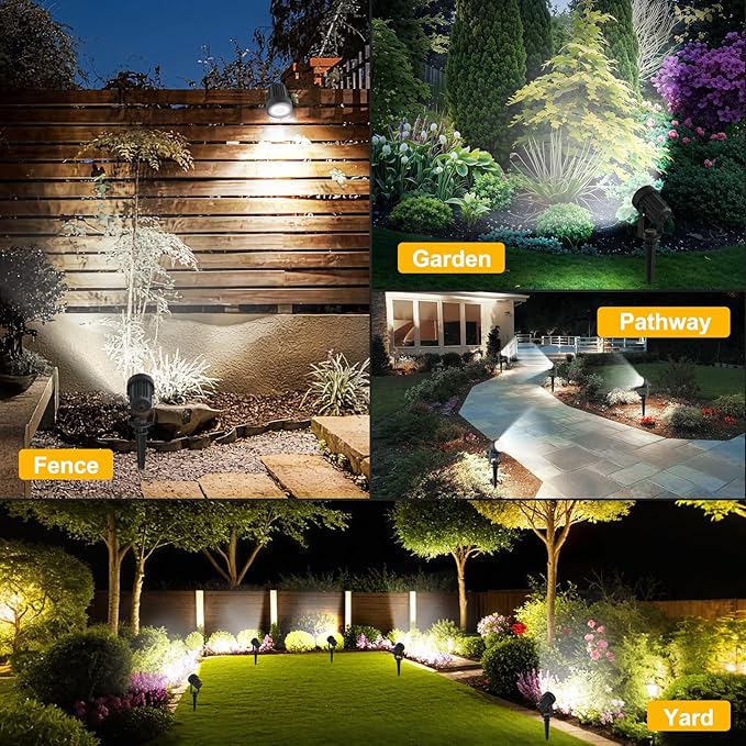 T-SUNUS Solar Spot Lights Halloween Outdoor White 4 Pack IP65 Waterproof Landscape Spotlights 6000K Separate Panel with 9.8ft Cable Auto On/Off for Flag Pond Christmas Trees Driveway Garden Pathway