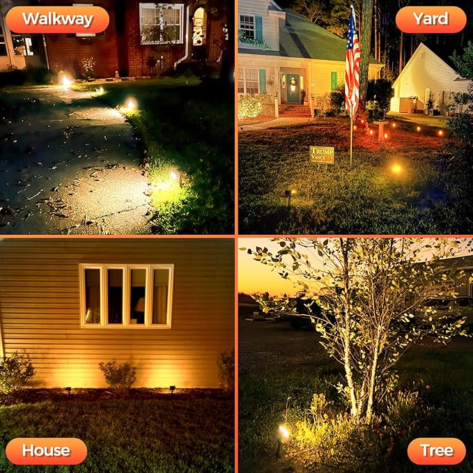 Solar Spot Lights Outdoor, 92 LEDs Landscape Lighting with 3 Lighting Modes and Auto On/Off, IP67 Waterproof Spotlights, Outdoor Solar Lights for Yard Garden, 6 Pack (Warm White)
