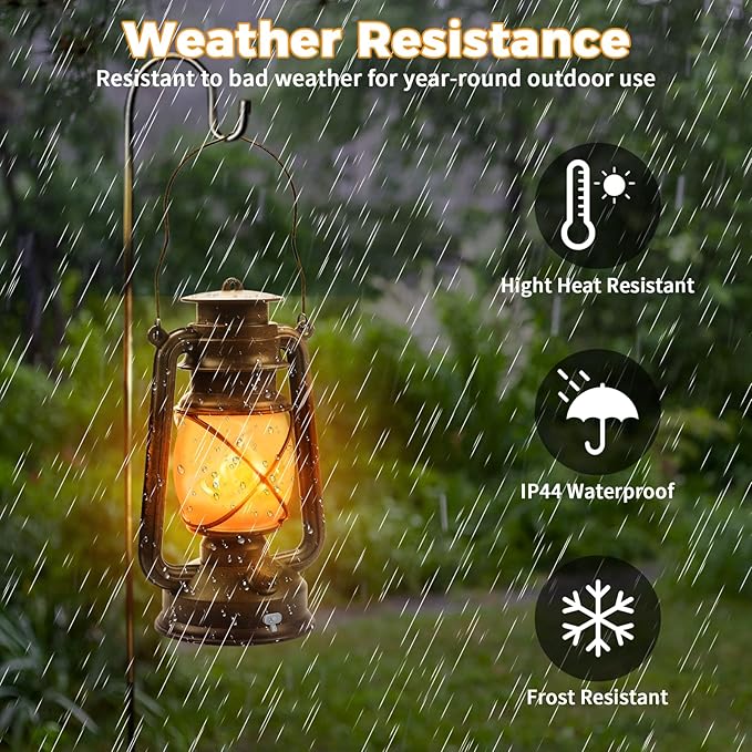 2 Pack Bronze Vintage 4 Modes Light LED Lanterns，Rechargeable Dancing Flame Lanterns Decorative Outdoor&Indoor, Remote Control Waterproof Hanging Lights for Camping,Patio Garden Pathway