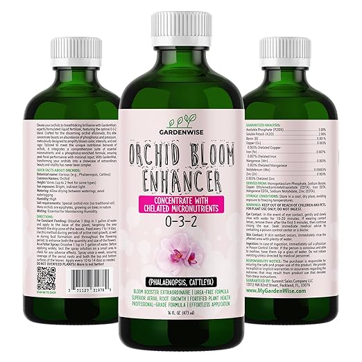 0-3-2 Giant Bloom: Orchid Bloom Enhancer - Orchid Bloom Booster Fertilizer - Orchid Food Concentrate - Chelated Nutrients for Healthy Flower & Reblooms (32 OZ), GW-05030-C-01