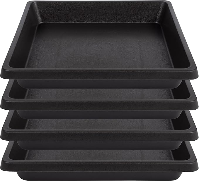 Square Plant Saucer 6 Inch 4 Pack 8 10 12 14 16 18 20 inch Plant Drip Trays, Plant Trays for Pots, Plant Saucers for Indoors and Outdoors, Durable No Holes, Water Catcher Tray for Flower pots