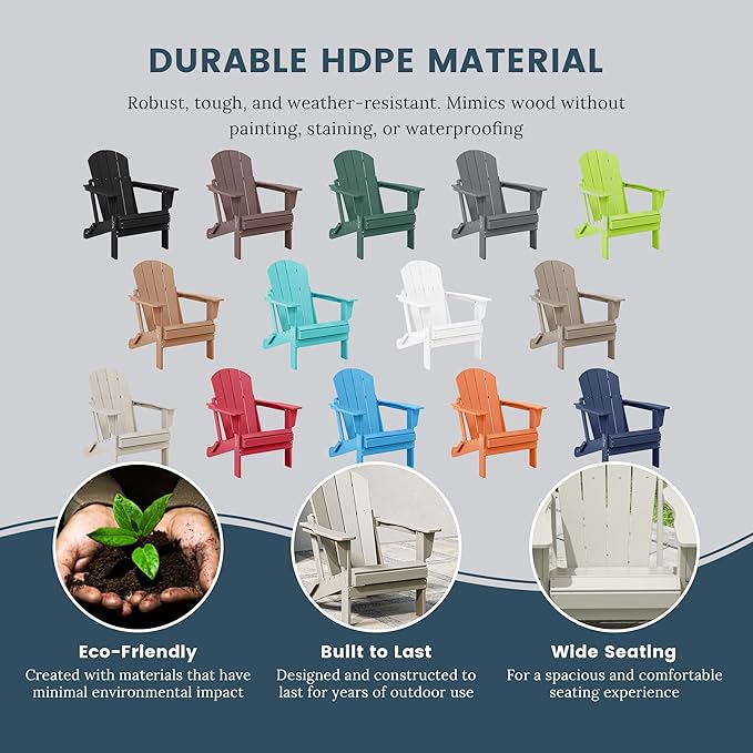 Westin Outdoors Laguna WO Home Furniture Adirondack Chair 2 PCS Set Outdoor Folding Patio Chair for Bon Fire Pit Garden Lawn Backyard Lounging Relaxing (Sand)