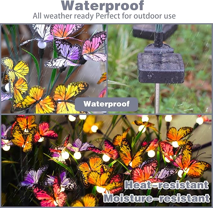 Solar Garden Lights, Upgraded Swaying Butterfly Light,Outdoor Light,Decorative Lights Yard Patio Pathway Decoration, Larger Solar Panel & Better Sway Effect (4 Pack)