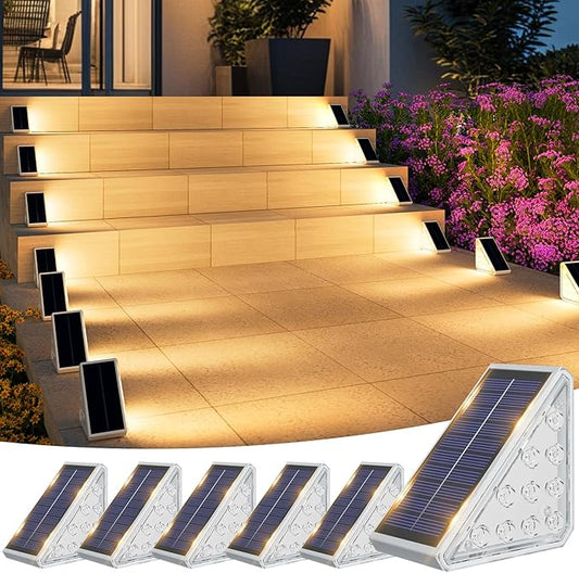 VOLISUN Solar Step Lights for Outside, Solar Stair Lights Outdoor Waterproof IP67, LED Outdoor Step Lights, Outdoor Stair Lights Decor for Deck, Front Step, Front Porch and Patio (6 Pack,Warm White)