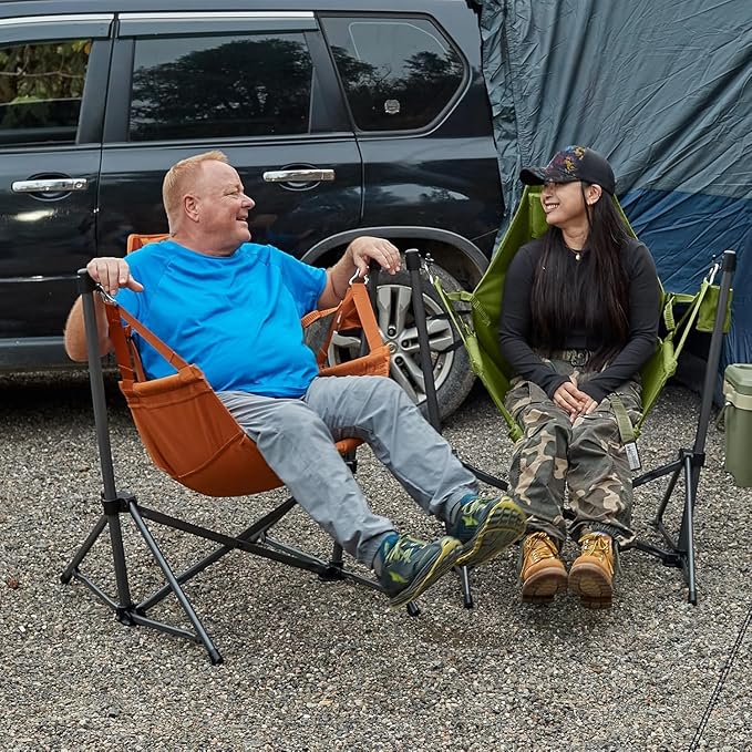 Timber Ridge Hammock Camping Chair with Adjustable Backrest, Heavy Duty Folding Hammock Chair Supports 300lbs, Portable Hammock Chair for Camping, Travelling and Patio, Green