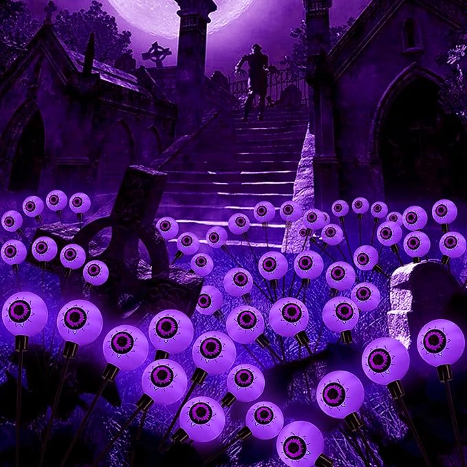 Aogist Halloween Decorations Eyeball Swaying Firefly Light Bright Long Standby Time Waterproof Outdoor Lights for Beautiful Spaces Garden Yard Lawn Pathway Porch Party Decor (Purple, 2 Pack-12 LEDs)