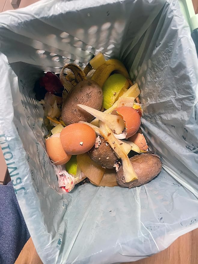 bioMat 2.6 Gallon Compostable Trash Bags with Handle Ties, 150 Count, Compost Bags for Garbage Bins, BPI ASTM D6400 and CMA Certified Trash Bags