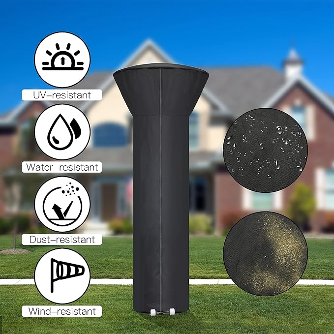Patio Heater Covers with Zipper and Storage Bag,Waterproof,Dustproof,Wind-Resistant,Sunlight-Resistant,Snow-Resistant,Black,89'' Height x 33" Dome x 19" Base