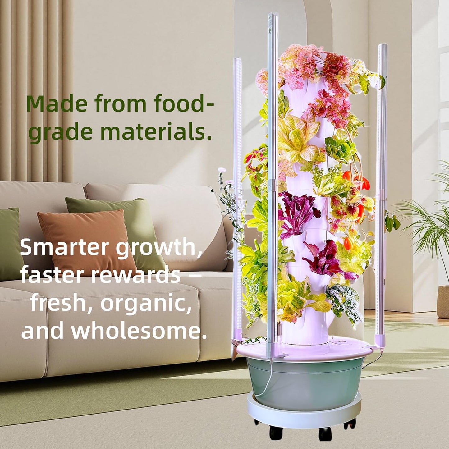 Hydroponic Growing System Kit with LED Grow Lights, Vertical Hydroponic Tower, Indoor Herb Garden, 32 Planting Pods,Lettuce Growing Garden