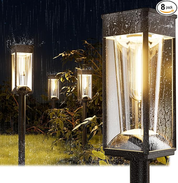 Solar Pathway Lights 2-in-1 Warm&Cool, 8 Pack Bright Solar Lights Outdoor Waterproof IP65, Auto On/Off, Long Lasting Outdoor Light for Yard Patio Garden Decor Landscape Lighting