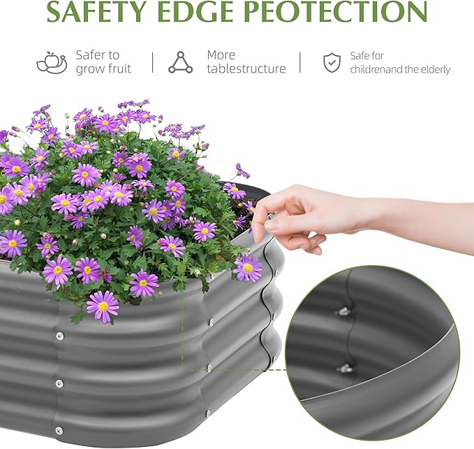 2-Pack 2x1ft Galvanized Raised Garden Bed, Outdoor Planter Bed, Metal Planter Box for Gardening and Planting,Dark Grey