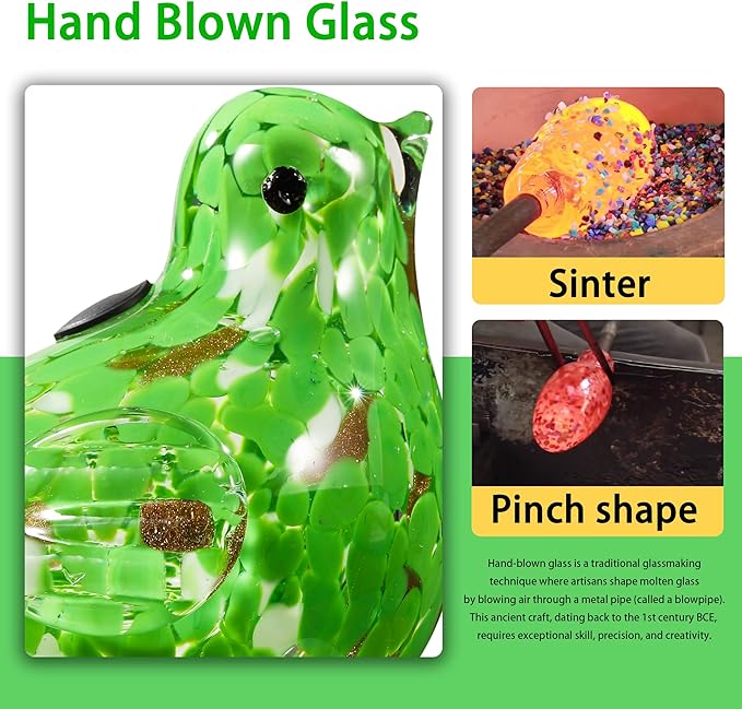 Glass Bird Shaped Plant Watering Ball Glass Automatic Watering Ball Flower Pot Insertion Spike Drip Irrigation Device Watering Ball Irrigation System Plant Enthusiast Gift (Green)