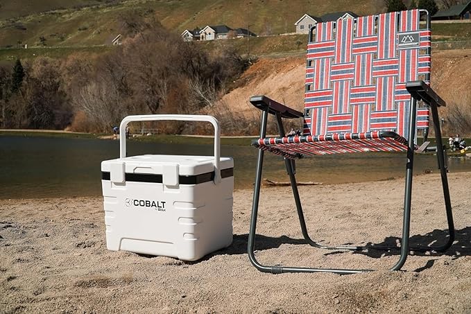 Retro Webbed Camping Chair - Lightweight, Foldable, Durable Steel Frame, 300lb Capacity, Vintage Red/Blue Stripes by Caddis Sports (2)