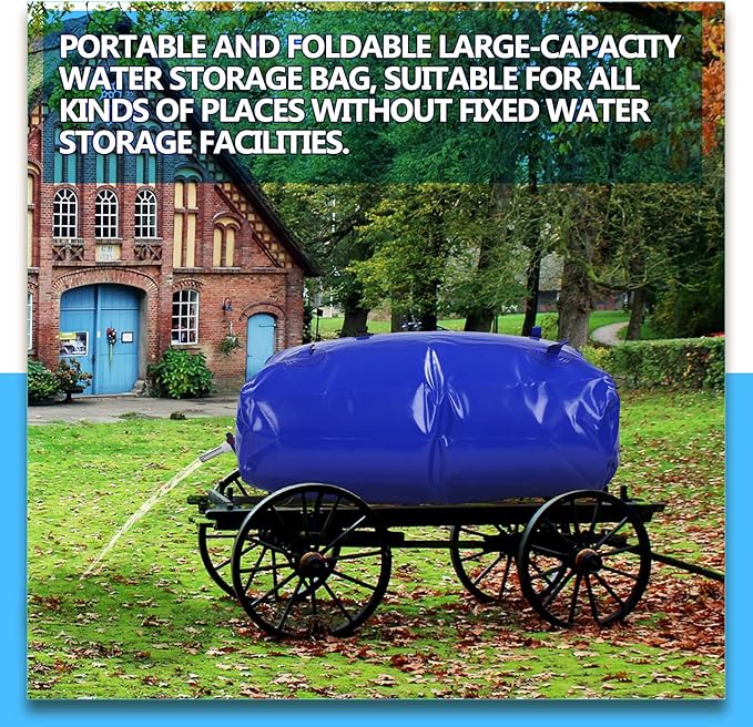 Kingdder Large Capacity Water Storage Bladder Emergency Water Bladder Tanks Foldable Storage Tank Portable Rainwater Bag for Drought Resistance Fire Protection Agricultural Irrigation(1000L)