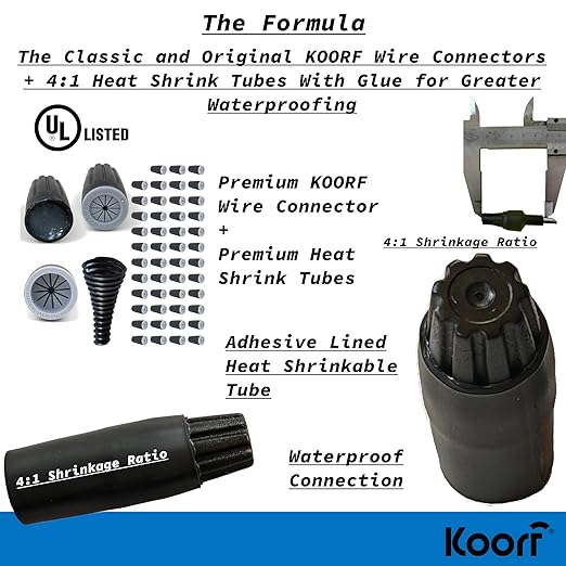 UL Listed Waterproof Wire Connectors with Heat Shrink tubing for Outdoor Caps Sprinkler LED applicate in Wherever Corrosion Exists, Moisture (25, SmallHeatShrinkable)