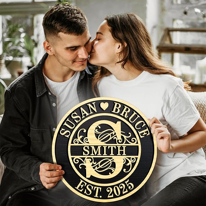 Personalized Christmas Gifts 2025 Custom Wedding Anniversary Sign Personalized Family Name Signs Monogram Wall Décor Best Housewarming Gifts