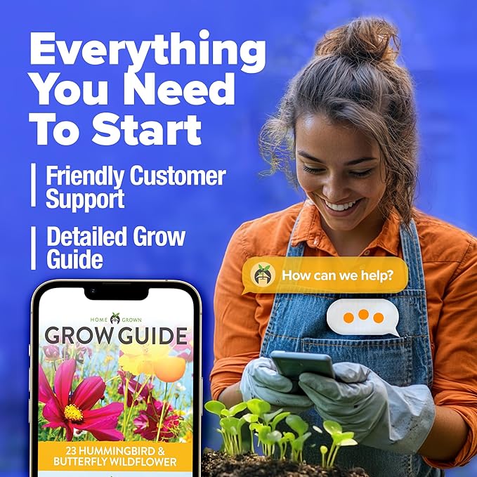 HOME GROWN Wildflower Seeds – 134,000+ Pure 𝗡𝗢𝗡-𝗚𝗠𝗢 𝗨𝗦𝗔 Seeds, No Filler – 23 Varieties Bulk Mix (3oz) for Birds & Butterflies – Annual & Perennial Wild Flowers for Fall Garden Planting