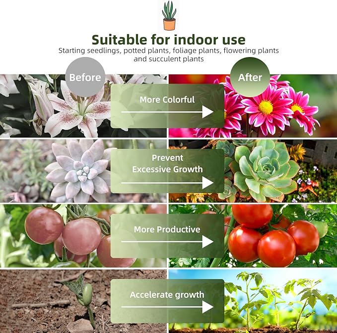 18inch 2 Pack LED Grow Lights - Linkable Grow Lights for Indoor Plants, Full Spectrum Plant Lights Plug and Hanging Design with Auto On/Off Timer Hanging Grow Light from Seedling to Flowering