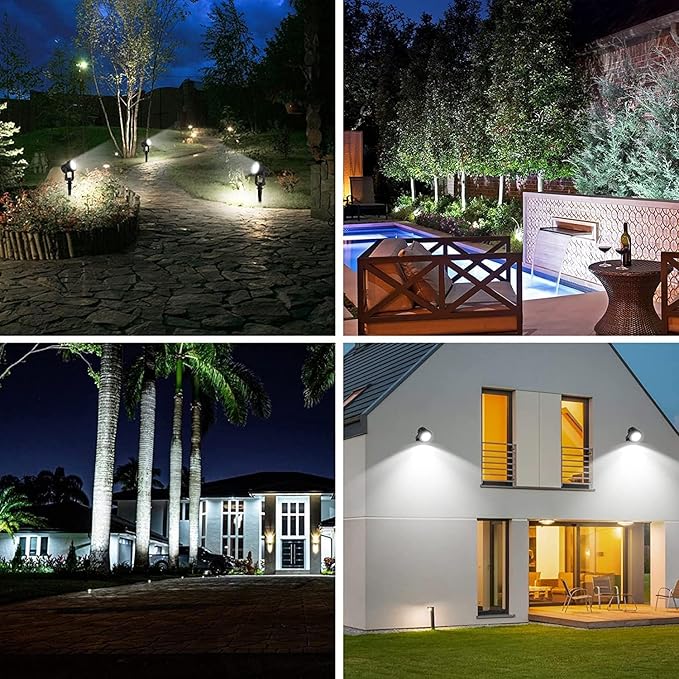 T-SUNUS Halloween Solar Garden Spotlight White Outdoor, 4-in-1 Spot Lights 6000K IP65 Waterproof 9.8ft Cable 5W Separated Panel, Auto On/Off Spotlights for Christmas Tree Yard Driveway Pathway Pond